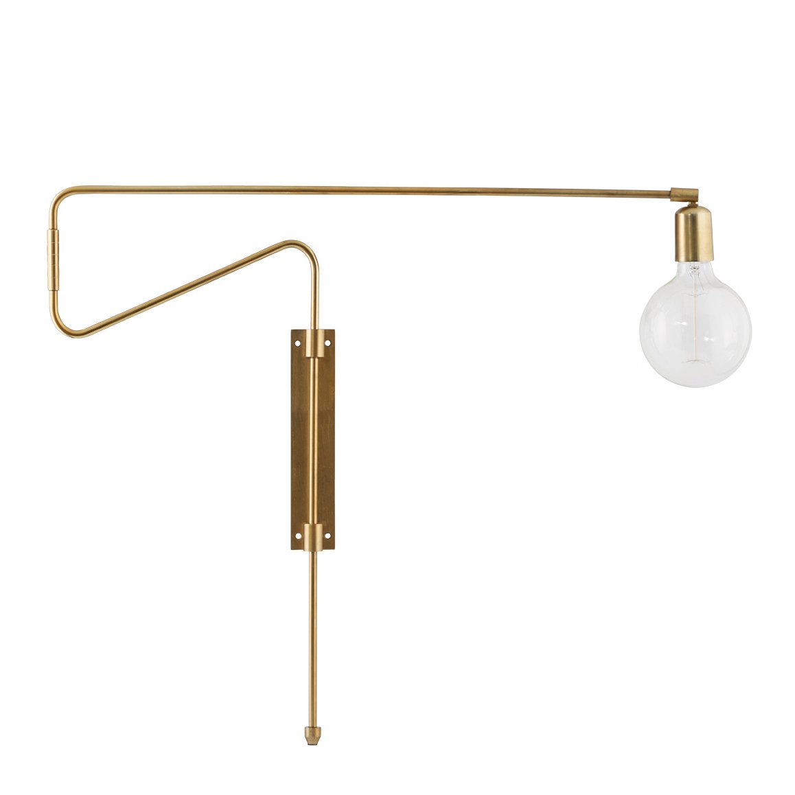 House Doctor Swing wall lamp brass large, 70 cm | Scandinavian Design | Wall lights | Gold-coloured