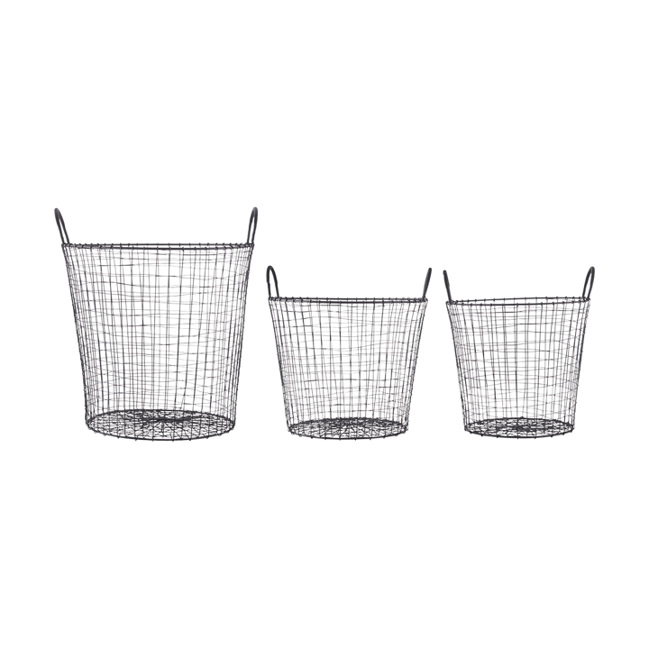 Wire basket set of 3 - Black - House Doctor