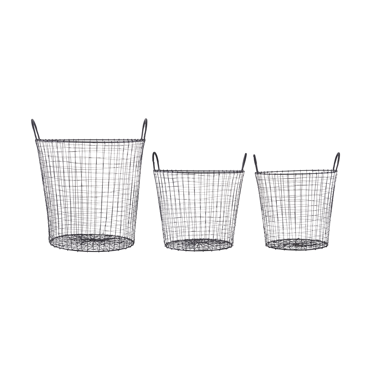 House Doctor Wire basket set of 3 Black