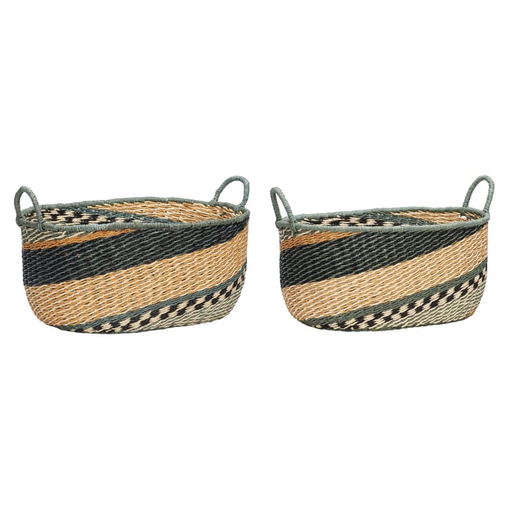 Baskets round 2-pack - Black-green-orange-nature - Hübsch