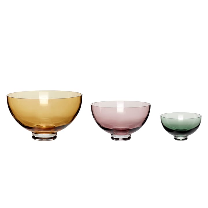 Bowl 3-pack - Amber-pink-green - Hübsch