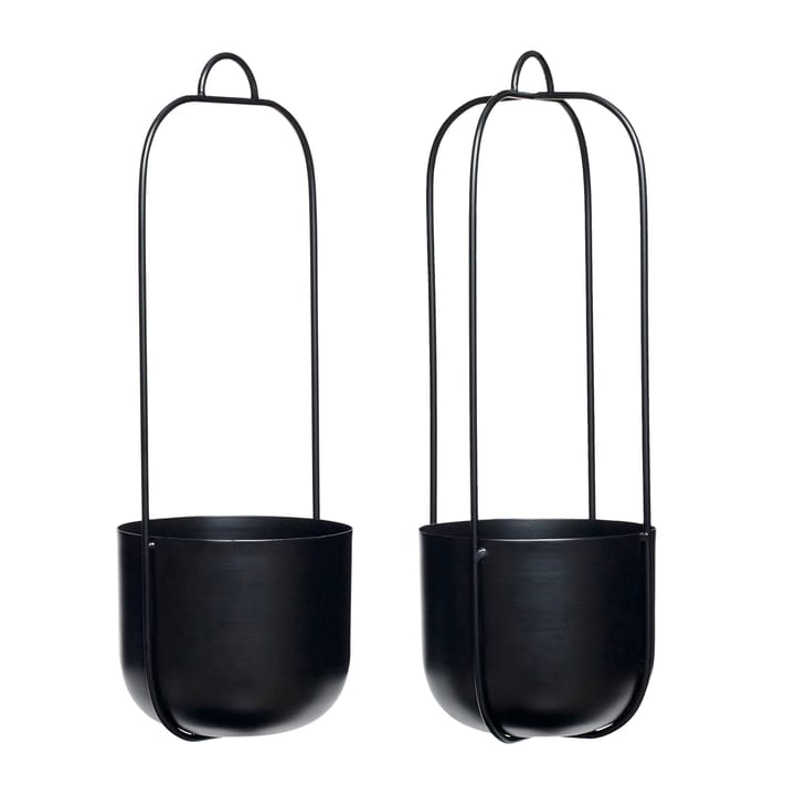 Hanging planter 2-pack - Black - Hübsch