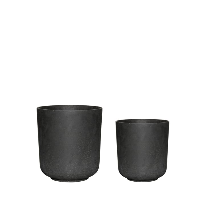 Stoneware pots 2-pack - Black - Hübsch