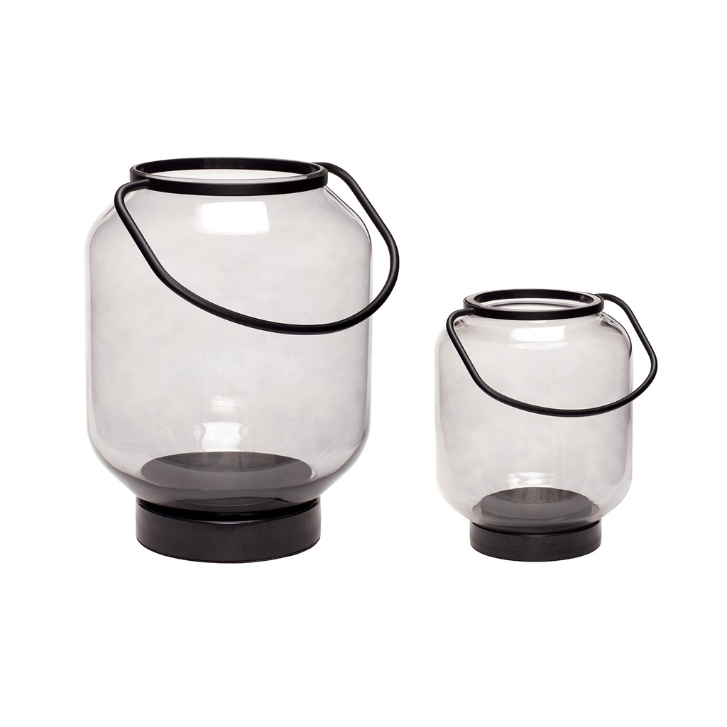 Hübsch Tealight holder 2-pack Black-clear