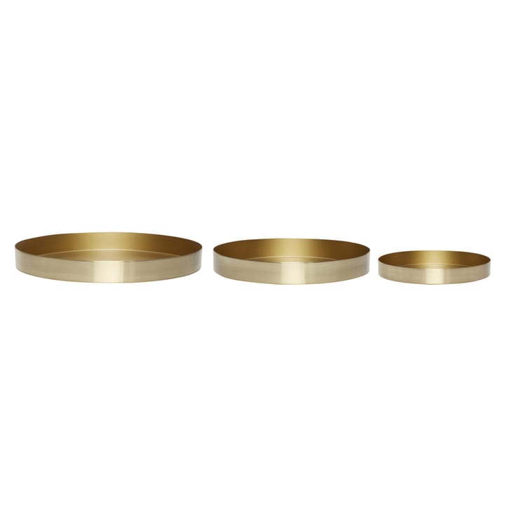 Tray 3-pack - Metal-brass - Hübsch