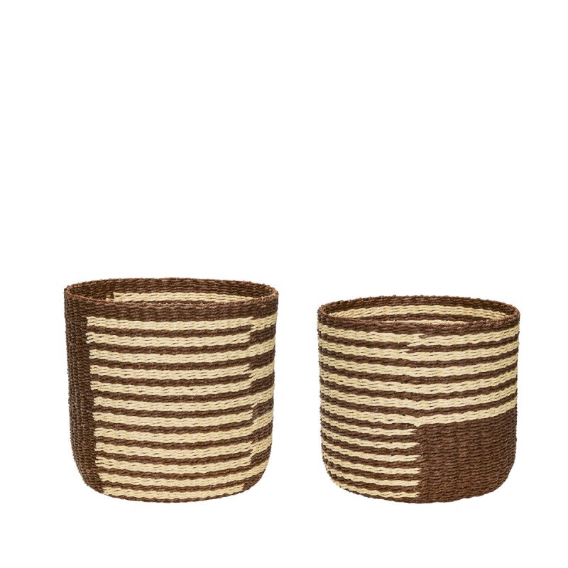 Hübsch Twine baskets 2-pack Brown-beige