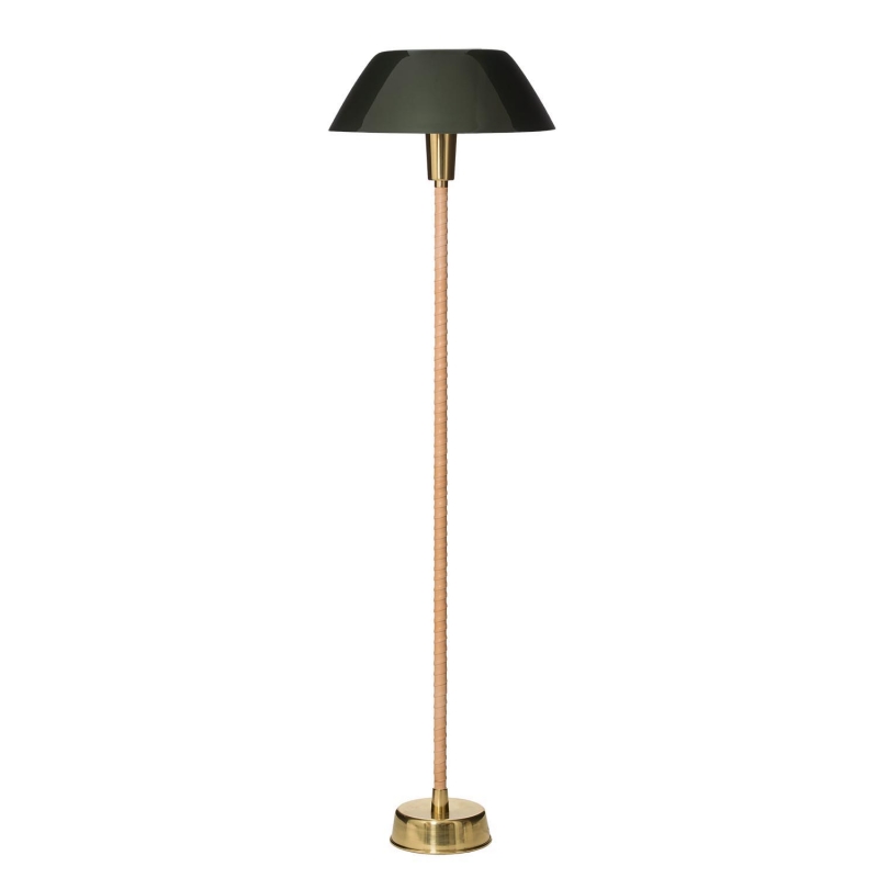 Innolux Senator floor lamp Green, stand in leather and brass