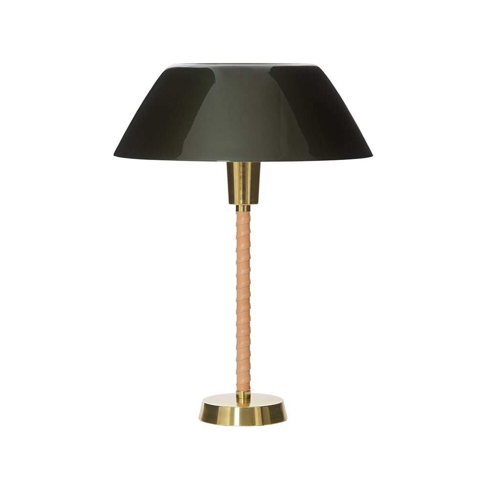 Innolux Senator table lamp Green, stand in leather and brass