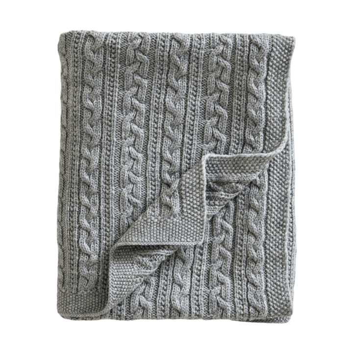 Knitted merino wool baby blanket 80x100 cm - Light grey - Jack o Juno