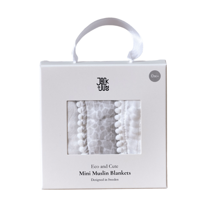 Pom Pom muslin blanket 40x40 cm 3-pack - Pearl & Giraffe gray - Jack o Juno