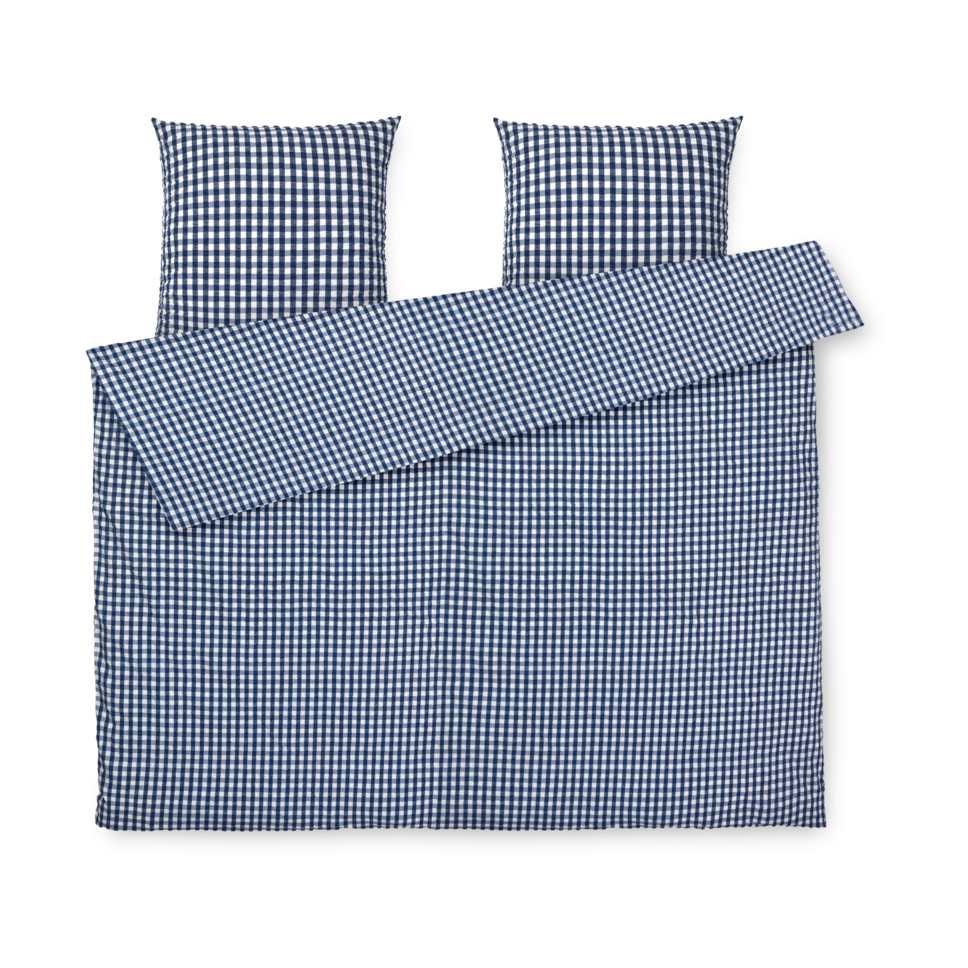 Juna Bæk&Bølge bed set 220x220 cm Dark blue-white