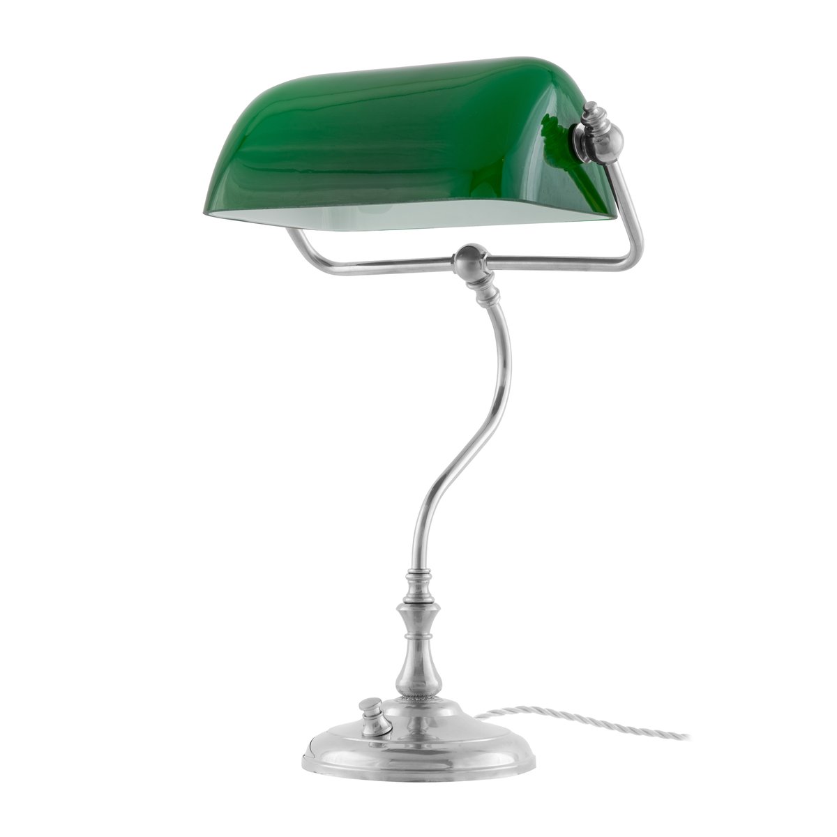 Karlskrona Lampfabrik Bankirlamp table lamp Nickel-plated-green