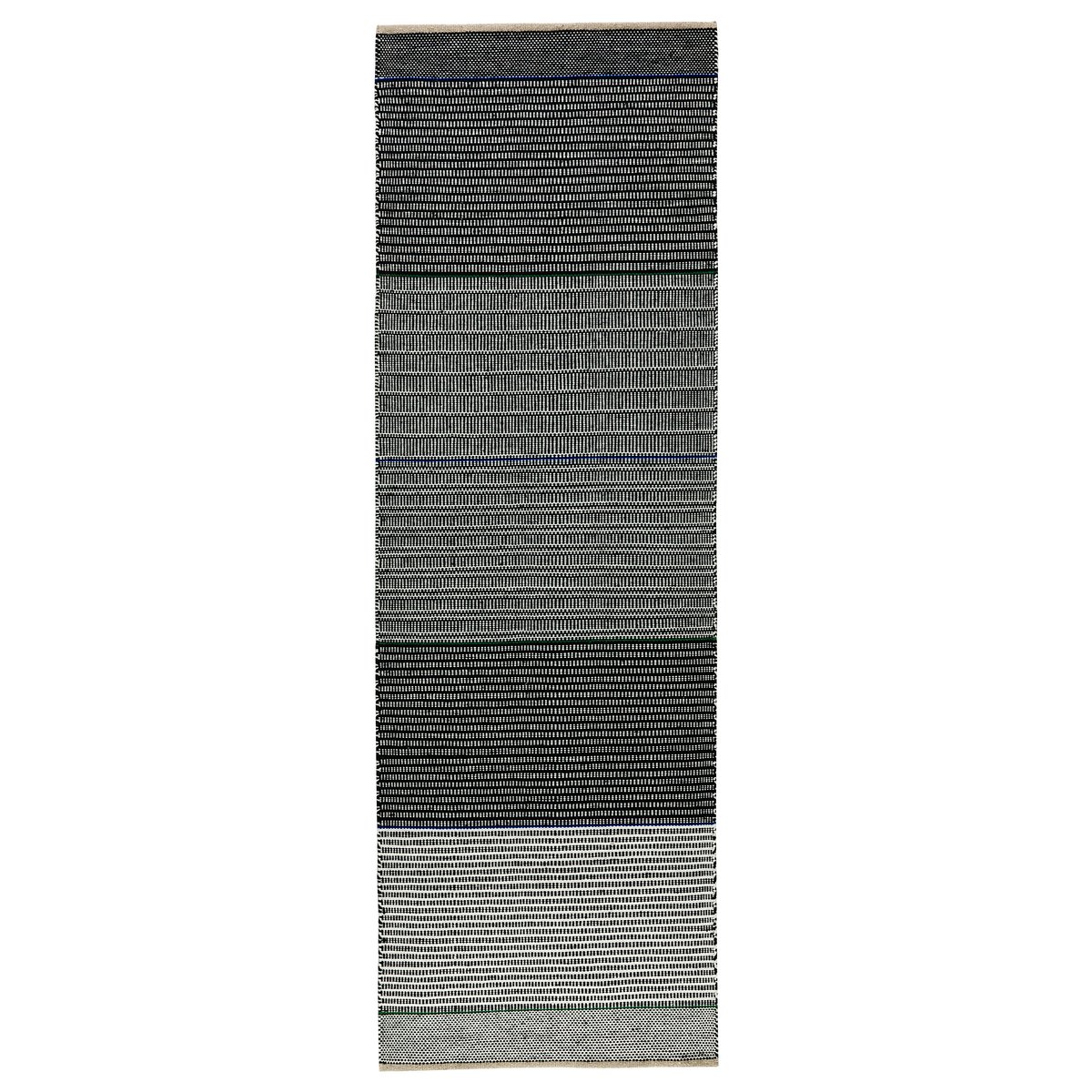 Kateha Tribulus One wool carpet 80x250 cm black, white, blue, green