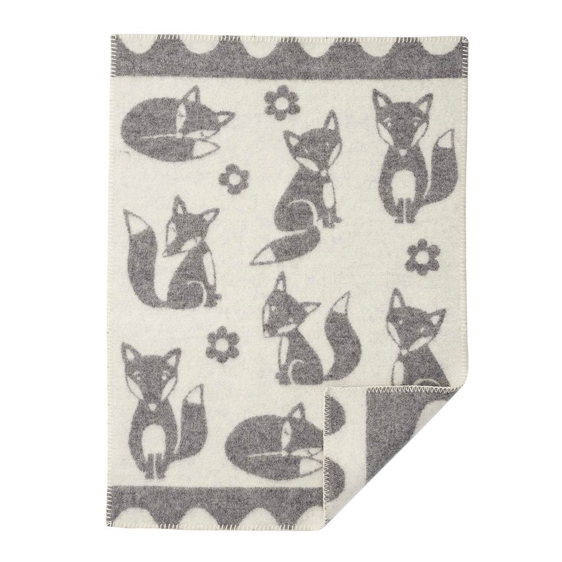 Klippan Yllefabrik Fox children's blanket grey | Scandinavian Design | Baby blankets | Grey