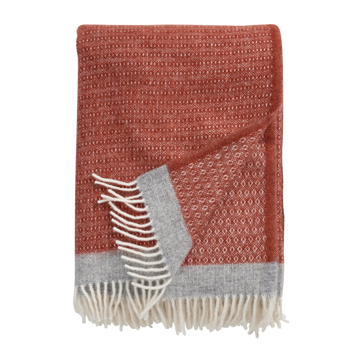 Klippan Yllefabrik Harald wool throw 130x200 cm Rust-grey