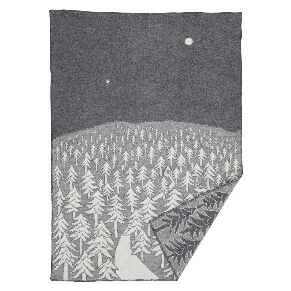 Klippan Yllefabrik House in the Forest wool blanket grey