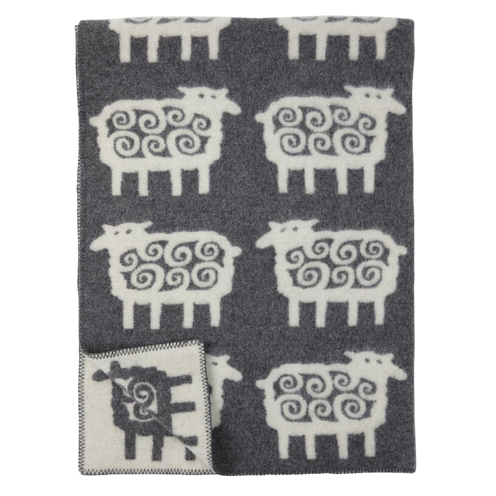 Klippan Yllefabrik Sheep wool blanket grey 130x180 cm