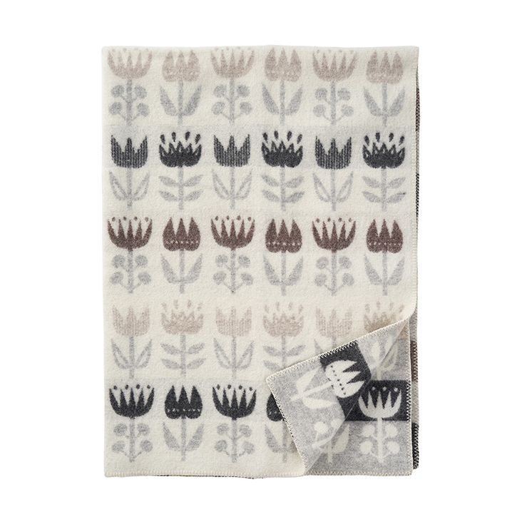 Klippan Yllefabrik Tulip throw 130x180 cm Grey