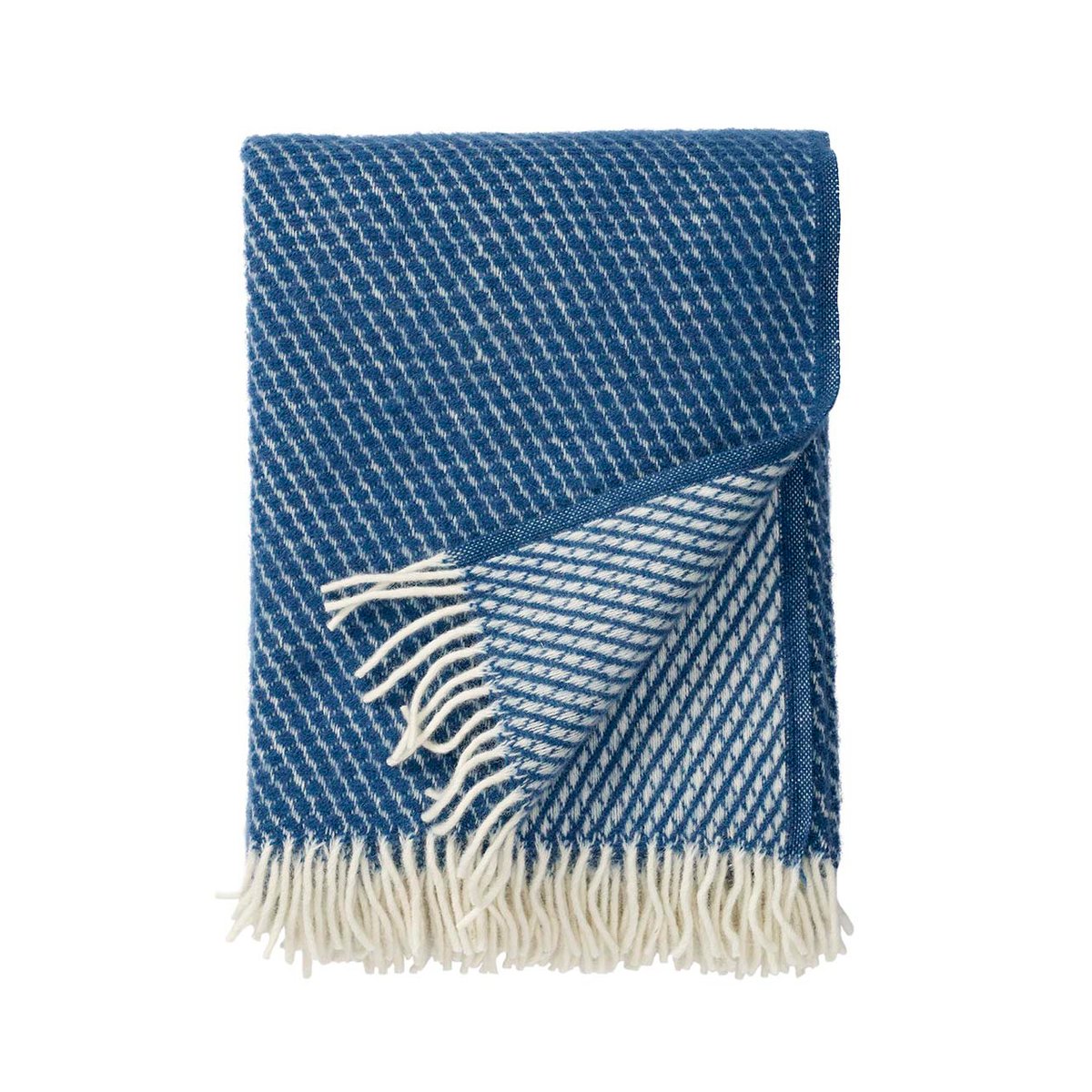 Klippan Yllefabrik Velvet wool throw petrol | Scandinavian Design | Wool blankets & throws | Blue