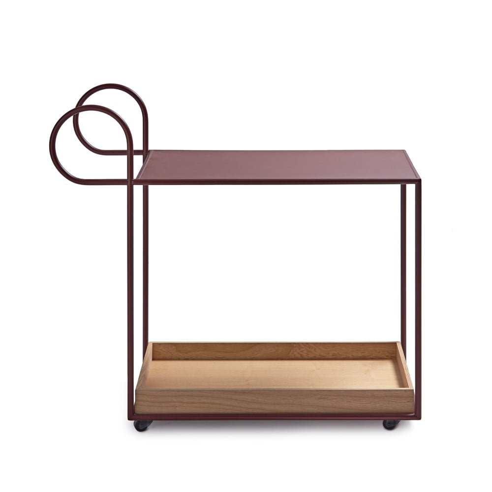 KLONG Julius serving trolley Red, oak tray