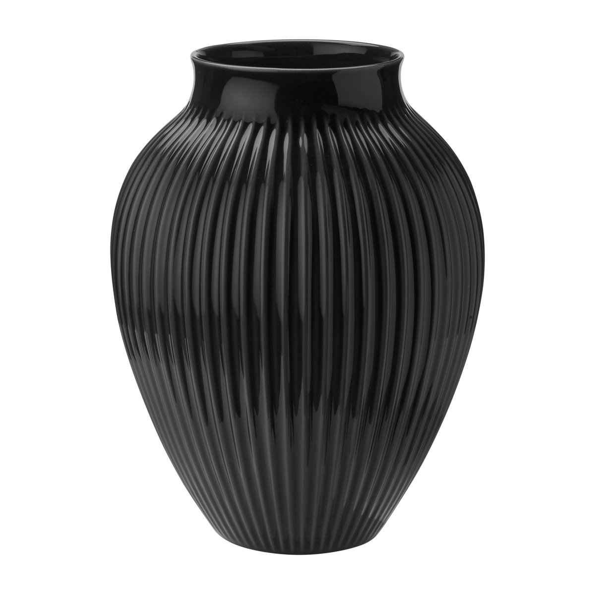 Knabstrup Keramik Knabstrup vase fluted 35 cm Black