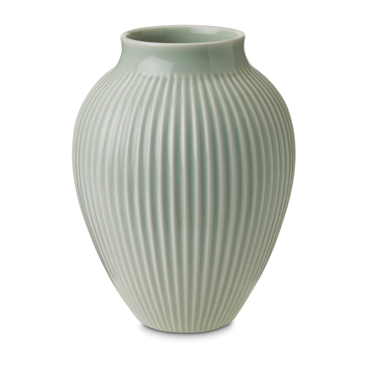 Knabstrup Keramik Knabstrup vase ribbed 20 cm Mint green