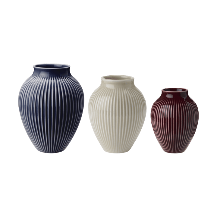 Knabstrup vase ribbed 3-pack - Berry-sand-dark blue - Knabstrup Keramik