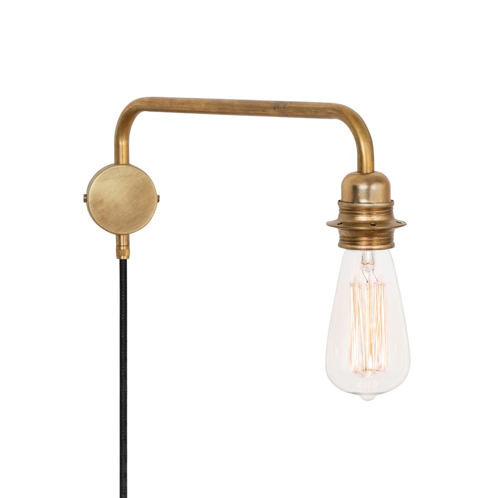 Konsthantverk Edison wall lamp arm down Raw brass