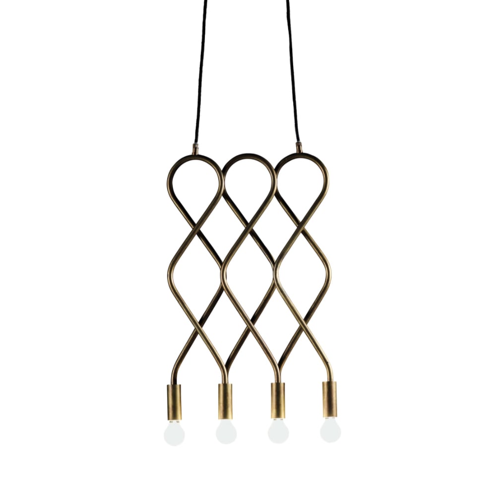 Konsthantverk Eld pendant Raw brass, 4-lights