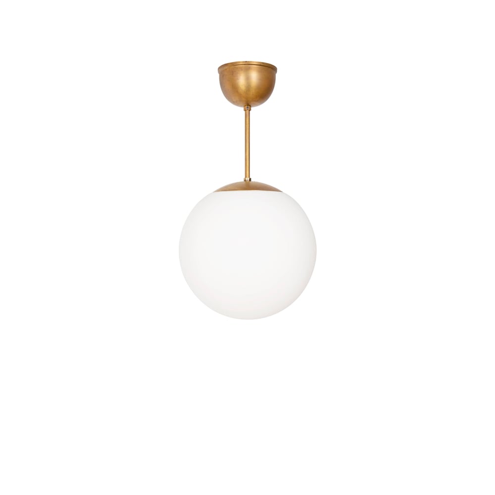 Konsthantverk Funkis Glob pendant White matte raw brass Ø20 cm