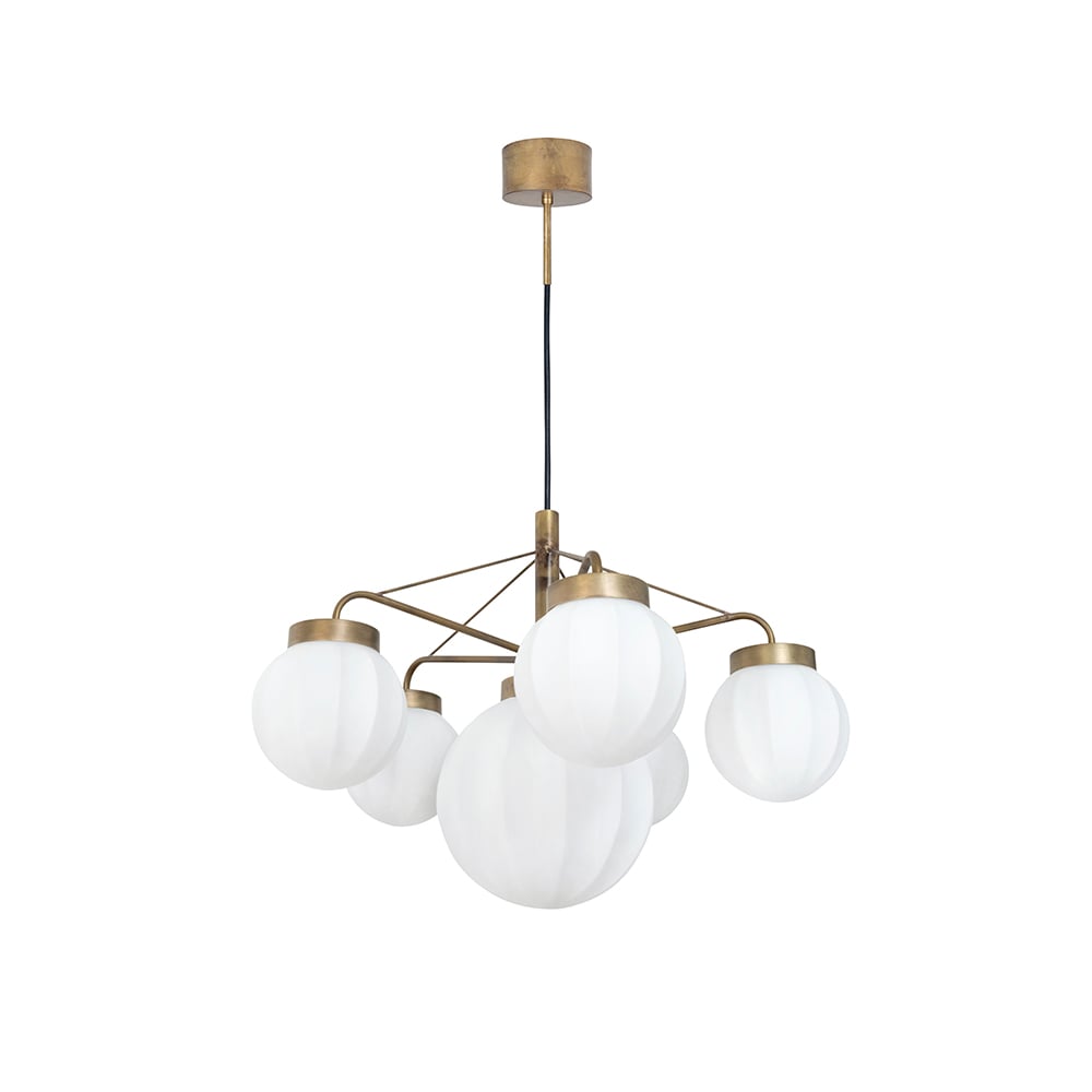 Konsthantverk Klyfta 6-Low pendant Raw brass/ white