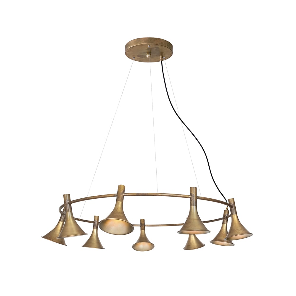 Konsthantverk Megafon 9 - Low ceiling lamp Raw brass