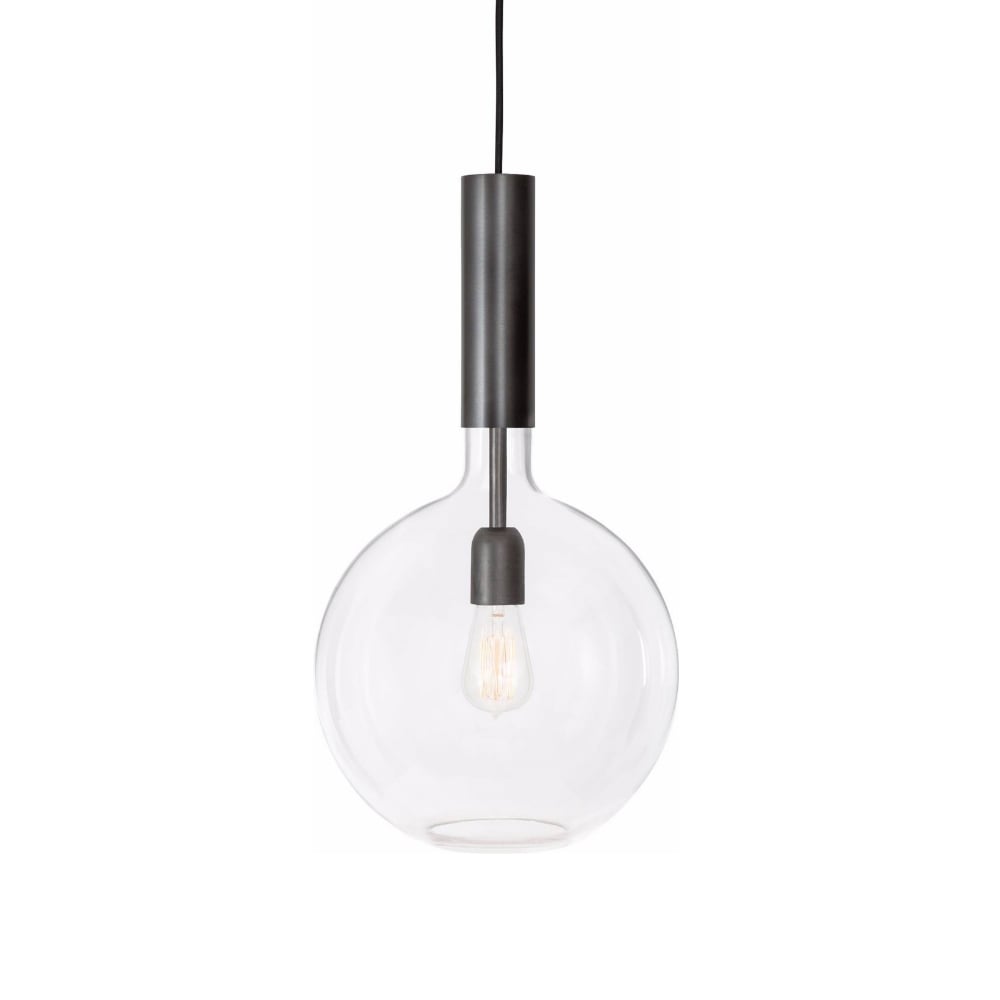 Konsthantverk Rosdala pendant Clear glass, black oxidized iron, large