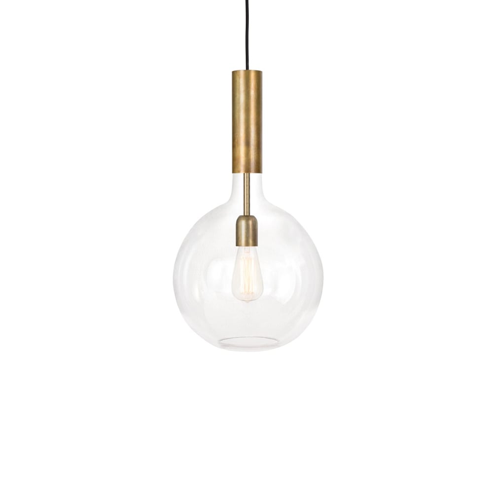 Konsthantverk Rosdala pendant Clear glass, raw brass, small