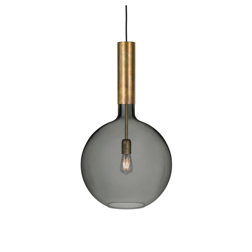 Konsthantverk Rosdala pendant Smoked glass-raw brass-large