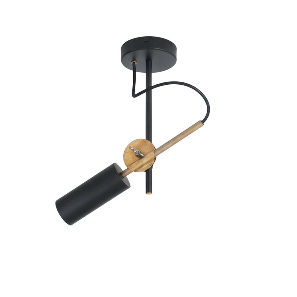 Konsthantverk Stav ceiling lamp Black/raw brass, spot 1-light