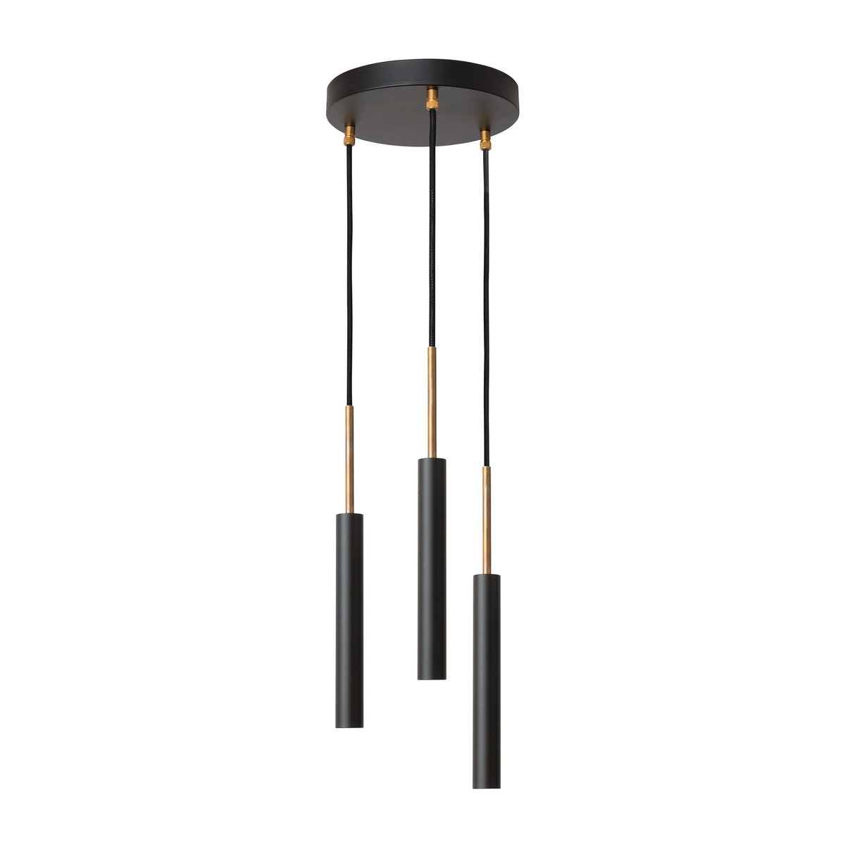 Konsthantverk Stav pendant 3 round ceiling plate Black/raw brass