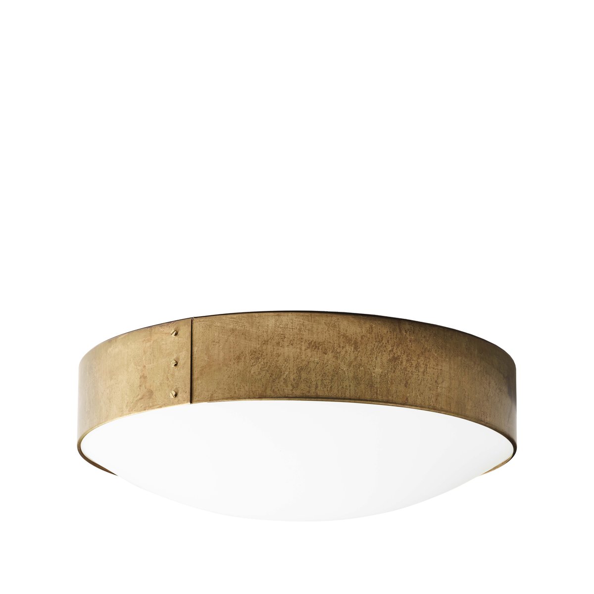 Konsthantverk Svep ceiling light Raw brass, ø45cm, opal acrylic