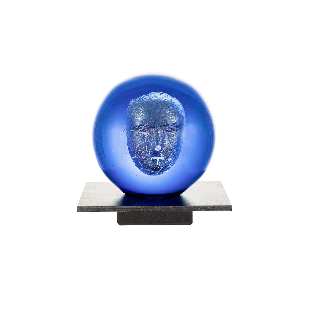 Kosta Boda BV Headman glass sculpture blue