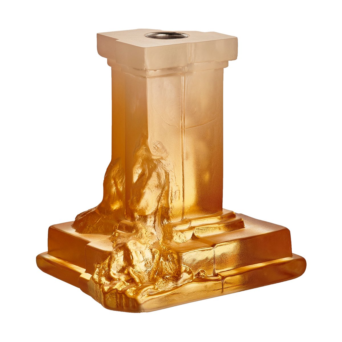 Kosta Boda Rocky Baroque candle sticks 150 mm Amber haze