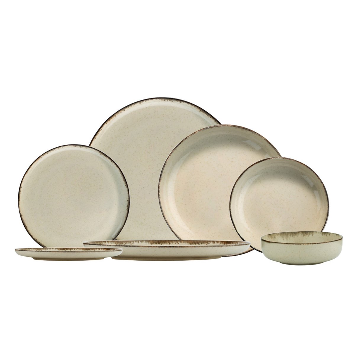 Kütahya Evora porcelain set rounded edge 24 pieces Cinnamon