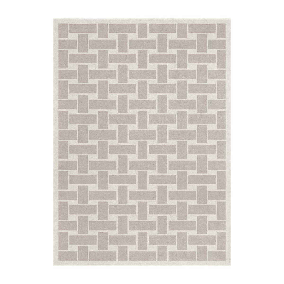 Layered 60S Geo Basket Weave wool carpet Oatmeal. 180x270 cm