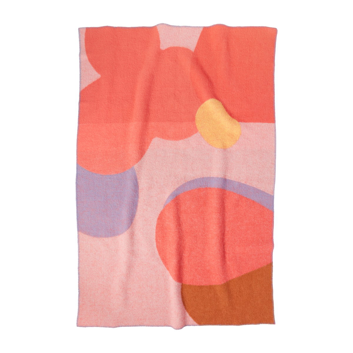 Layered Flower Field wool throw 130x200 cm Pink