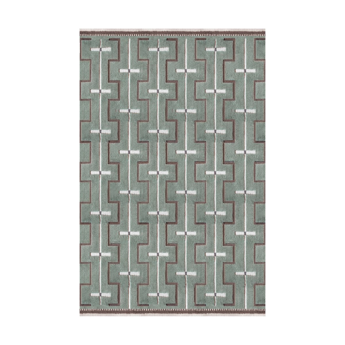 Layered Johanna wool carpet Sage. 180x270 cm