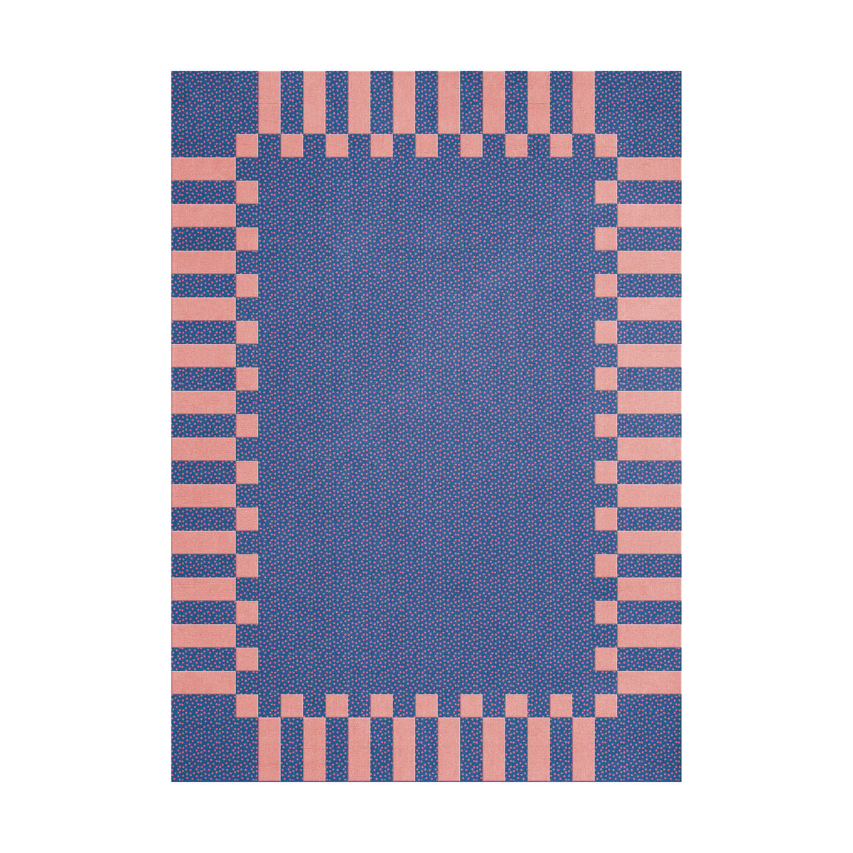 Layered Teklan frame wool rug Cobalt salmon, 180x270 cm