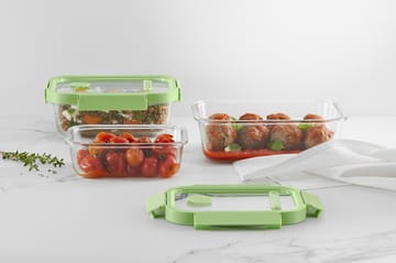 Lékué rectangular glass lunchbox 0.37 L - Green - Lékué