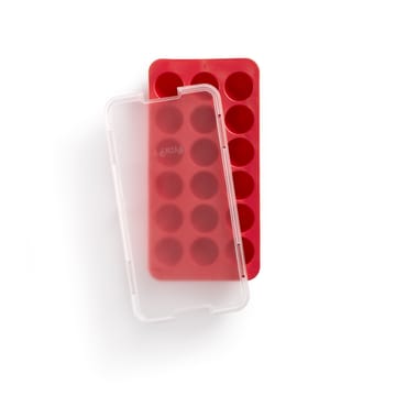 Lékué round ice cube mold silicone with lid - Red - Lékué