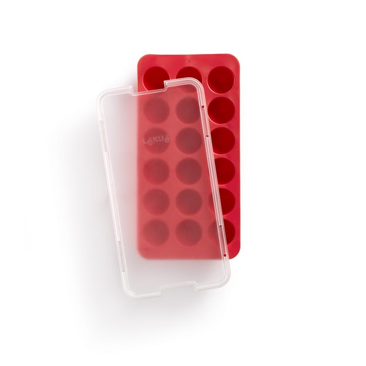 Lékué round ice cube mold silicone with lid, Red Lékué