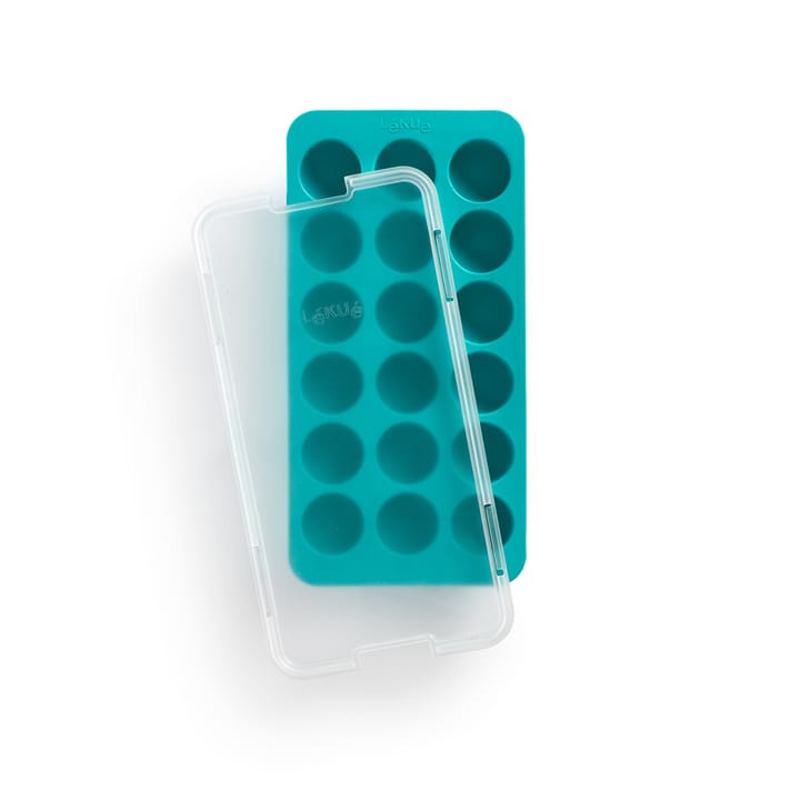 Lékué round ice cube mold silicone with lid, Turquoise Lékué