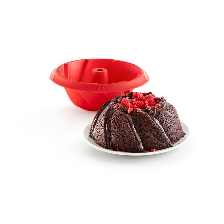 Lékué spiral-shaped savarin mold silicone, Red Lékué